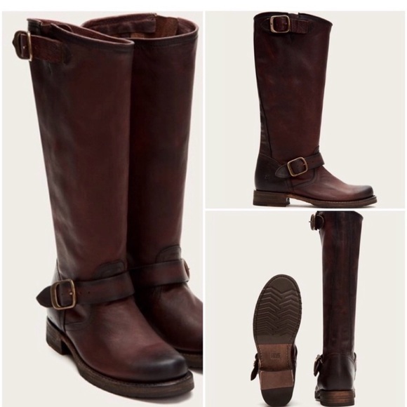 SALE FRYE Veronica Slouch Brown Leather Engineer Boots- LK NEW - Picture 6 of 14